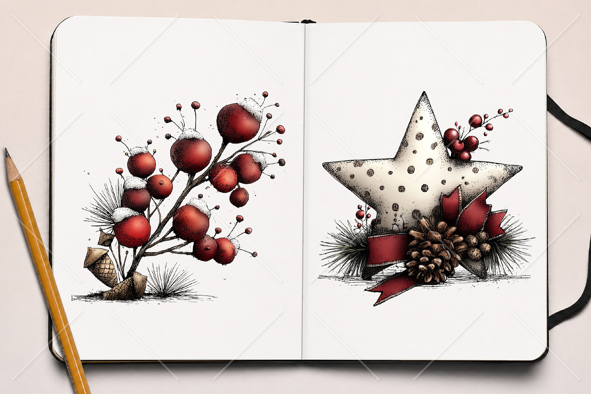 Whimsical Christmas Clipart Bundle, a Seasonal Illustration by Canvas Craft (Photo 8 of 10)