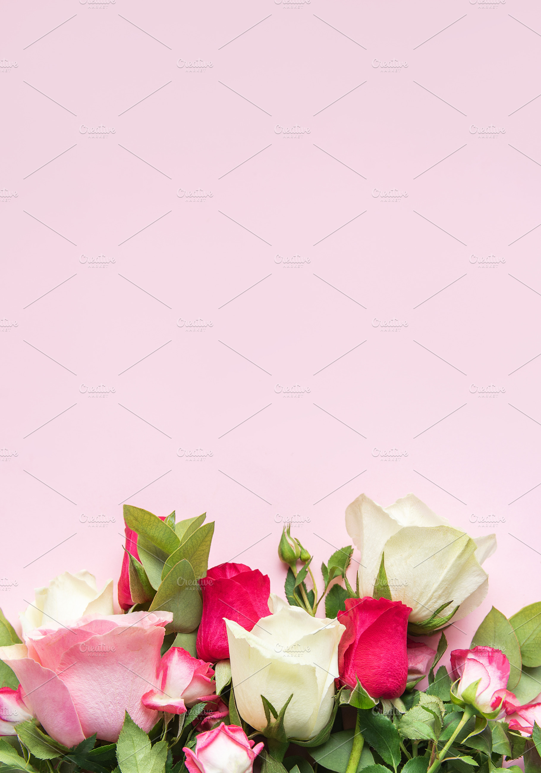 Colorful rose bouquet creating romantic floral background, a Holiday Photo by Olena Rudo