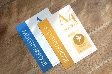 2 Multipurpose Flyers wooden Mockup