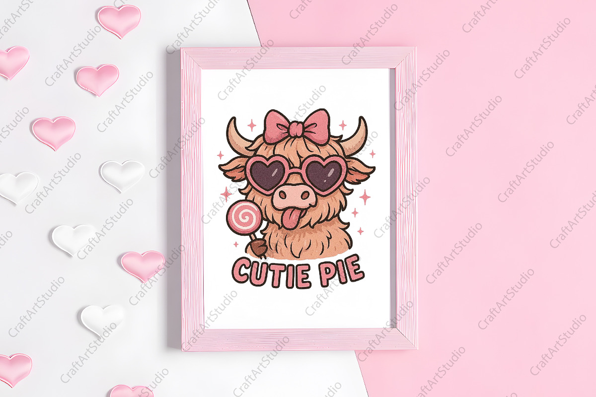 Valentine Highland Cow PNG, an Illustration by CraftArtStudio (Photo 4 of 4)