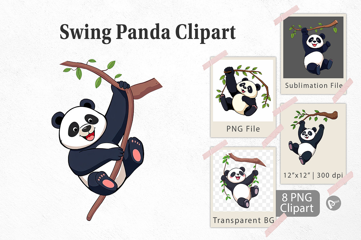 Swing Panda Clipart, a Graphic by Artnoy (Photo 1 of 5)