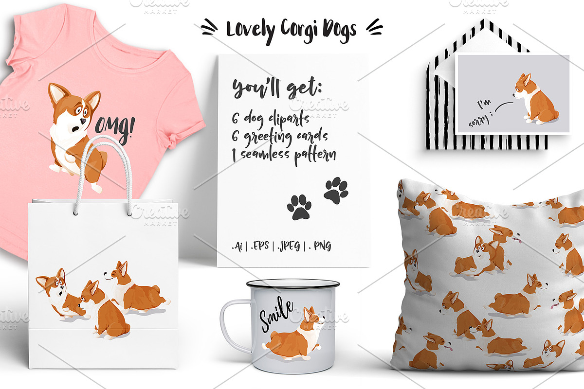 Lovely Corgi Dogs: cliparts & more, a Background Graphic by NKTN graphics (Photo 2 of 7)
