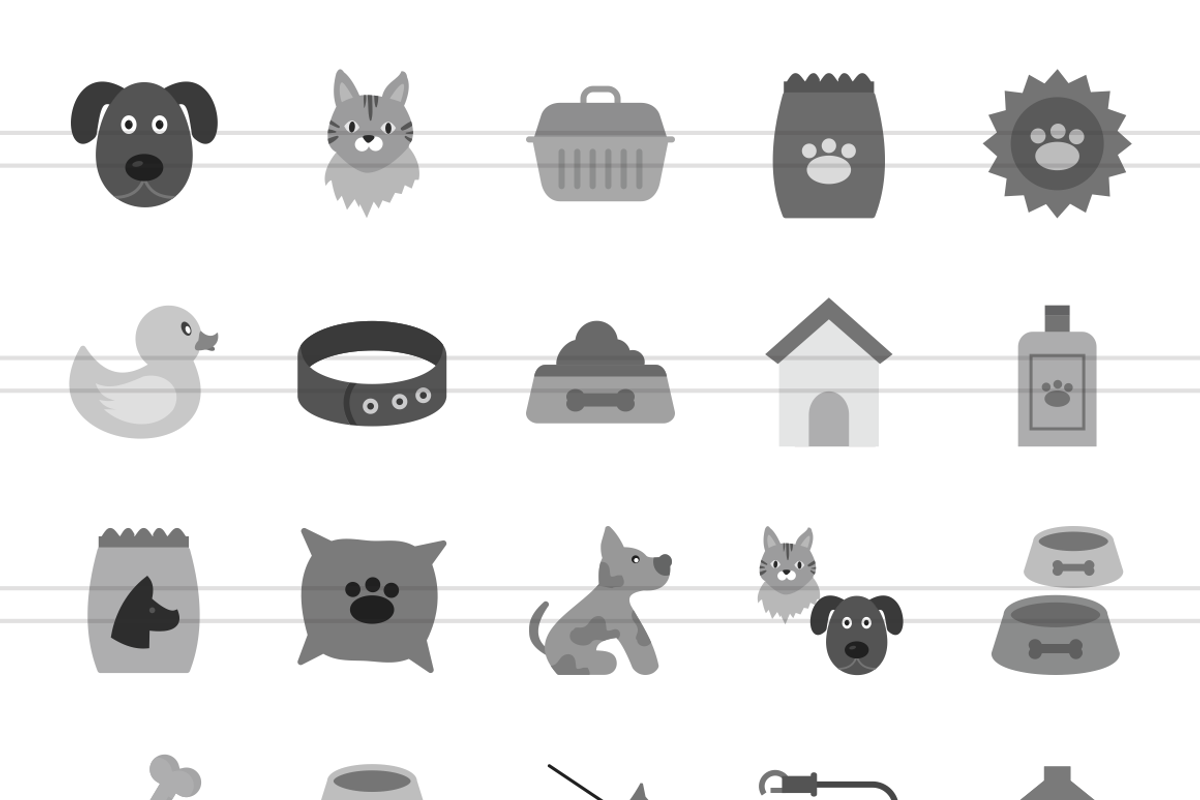 50 Pet Shop Greyscale Icons, an Icon by IconBunny