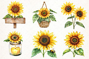 Watercolor Summer Sunflower Clipart, an Illustration by Pixels.Craft (Thumbnail 2 of 7)
