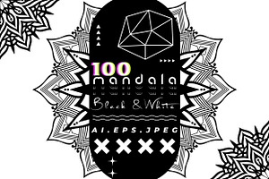 Black White Mandala Illustration Set