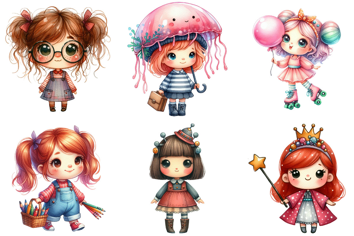 Quirky Cute Little Girl Clipart, an Illustration by Daily.Designs (Photo 3 of 5)