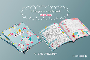 Unicorn Activity Pages For Kids Book