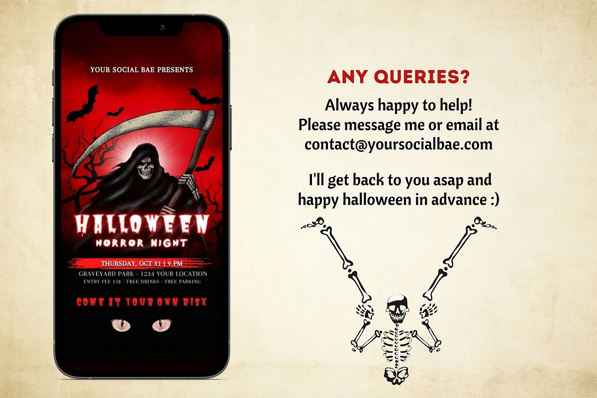 Halloween Party Invitation Template, a Social Media Template by Your Social Bae (Photo 5 of 5)