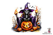 Creepy Skeleton Witch PNG Bundle, a Graphic by Clipart Studio (Thumbnail 5 of 11)