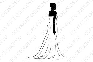 Bride Bridal Wedding Dress, an Illustration by Christos Georghiou