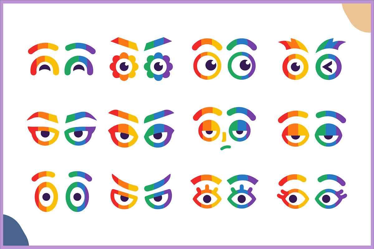 Colorful Rainbow Cartoon Eye SVG Set, an Object Illustration by Gfx Expert Team (Photo 3 of 3)