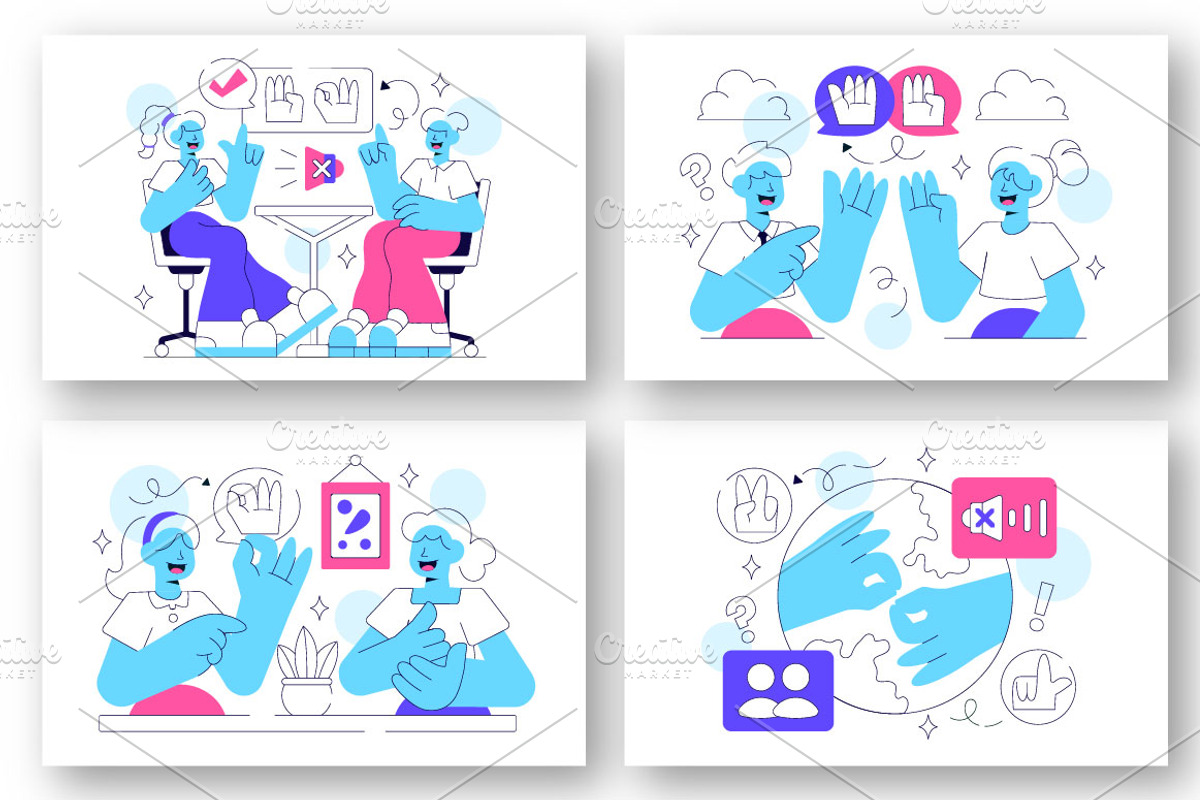 10 Sign Language Daily Interaction, a Healthcare Illustration by denayunebgt (Photo 3 of 4)