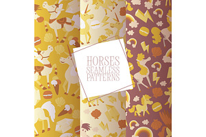 Kids Horse Vector Seamless Pattern