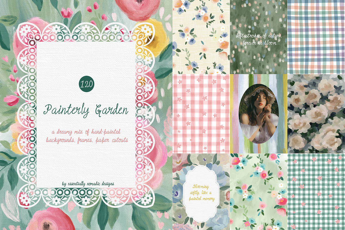 Hand-Painted Backgrounds & Frames, a Background Graphic by Essentially Nomadic (Photo 1 of 16)