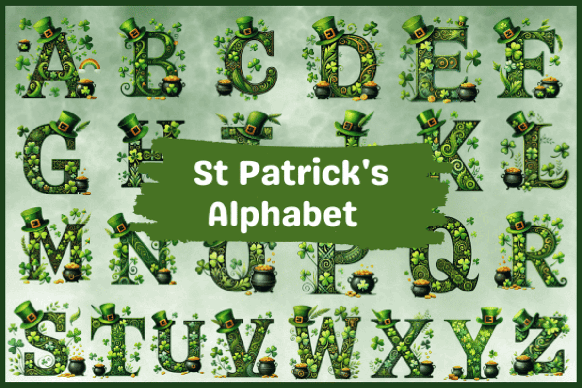 St Patrick's Alphabet Clipart, a Decorative Illustration by Dizzy Art Studio