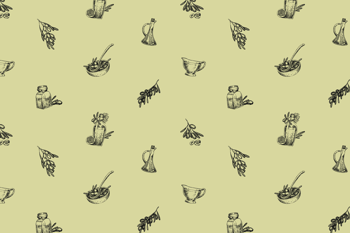 Olive sketches set + backgrounds, a Food Illustration by PaperTrident (Photo 8 of 8)