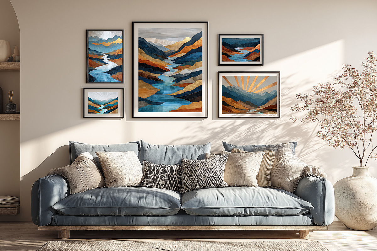 Abstract Mountain Lake Illustration, a Decorative Illustration by Housui Patterns (Photo 5 of 12)