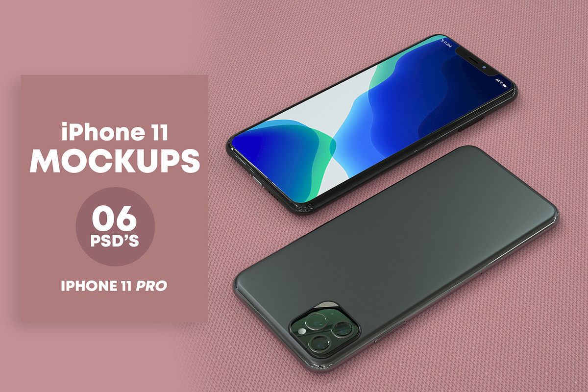 Set of iPhone 11 PRO Mockups, an iPhone Mockup by StyleMockups (Photo 9 of 13)