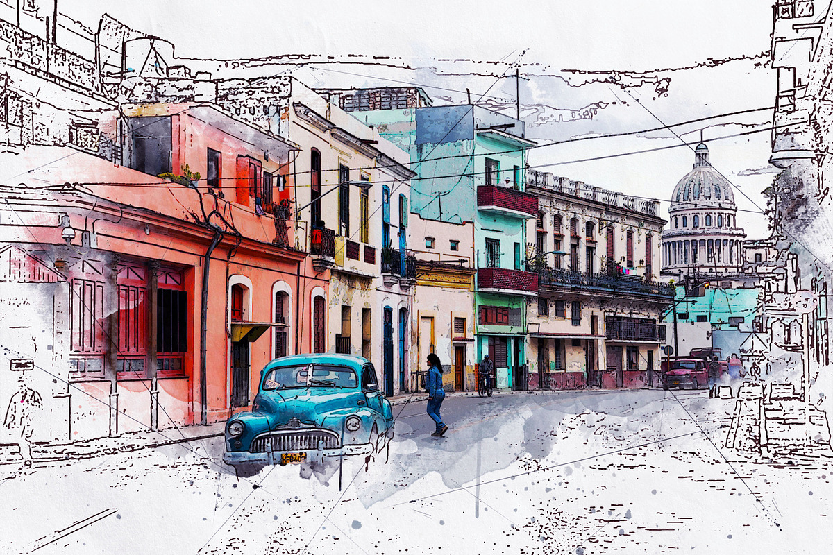 Urban Watercolor Photoshop Effect, a Brushes & More by INTENTFX (Photo 2 of 26)