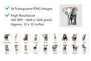 Safari Animals Watercolor Clipart, an Animal Illustration by milkghost (Thumbnail 2 of 2)