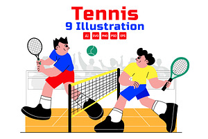 9 Tennis Player Sport Illustration, a Sport Illustration by denayunebgt