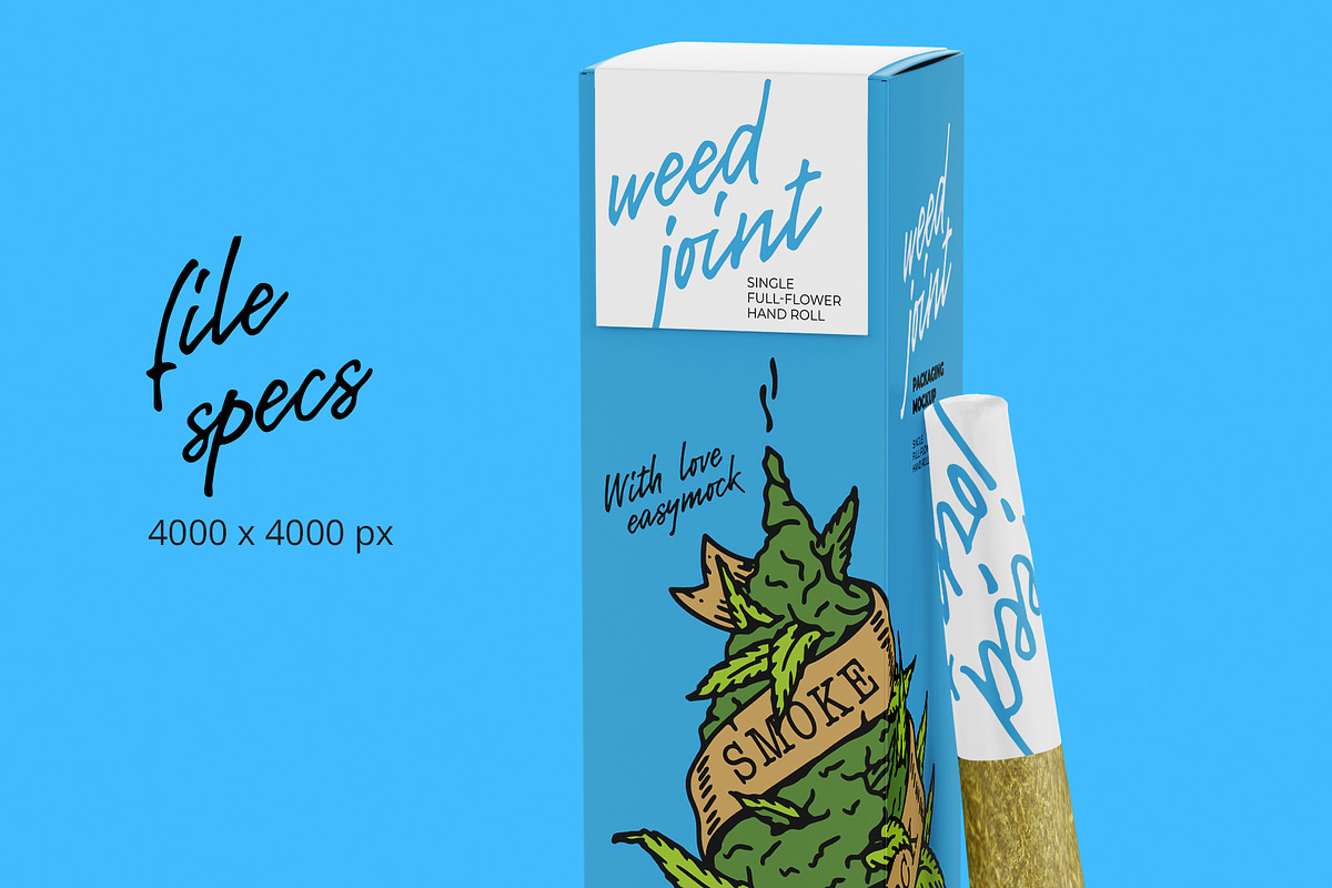 Weed Joint Pre-Roll Packaging Mockup, a Product Mockup by easymock 2 (Photo 2 of 10)
