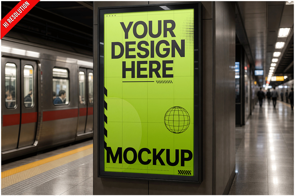 Poster Subway Station Mockup PSD