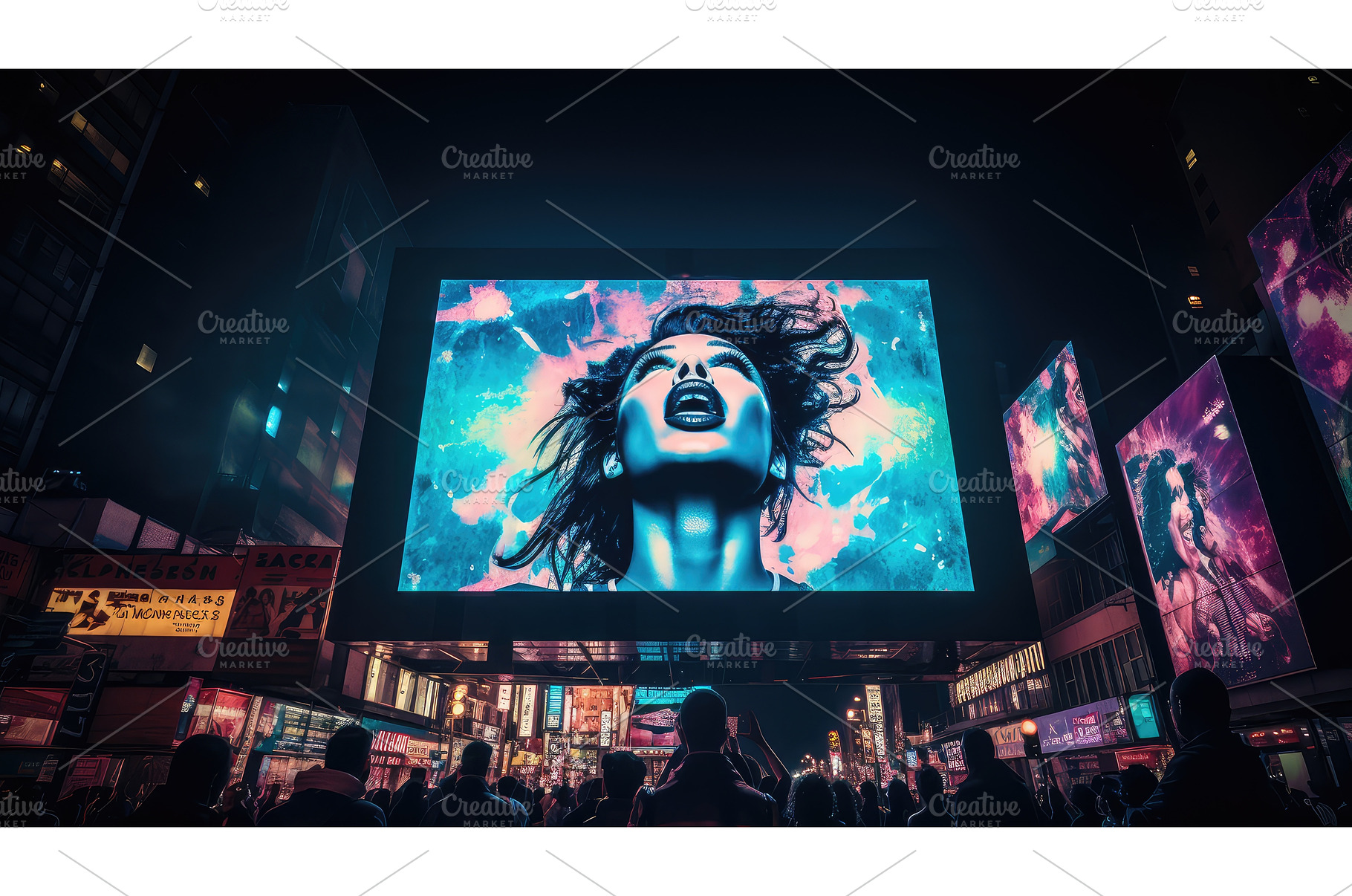 vibrant billboard light ai generated, a Background Photo by pikepicture