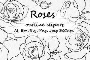 Roses - outline clipart