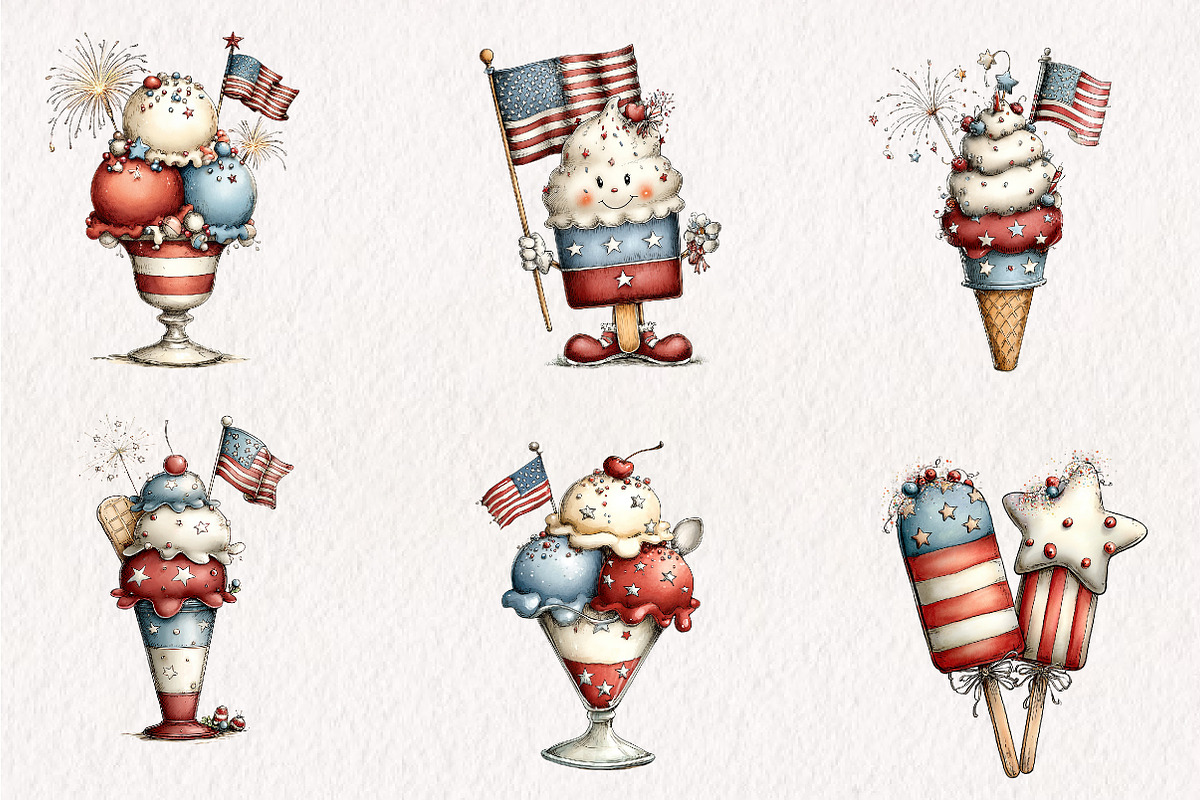 Patriotic Ice-Cream PNG Clipart, a Seasonal Illustration by CreationArt (Photo 2 of 7)