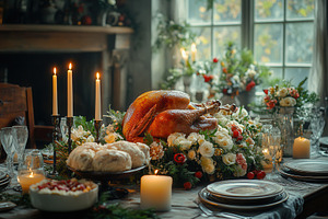 Elegant dinner table setup featuring, a Photo by Tanuart