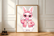 Retro Easter Bunny Blowing Bubble PN, an Illustration by Daily.Designs (Thumbnail 4 of 4)