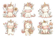 Cute Unicorn Floral Clipart, an Animal Illustration by Creative Art (Thumbnail 3 of 7)