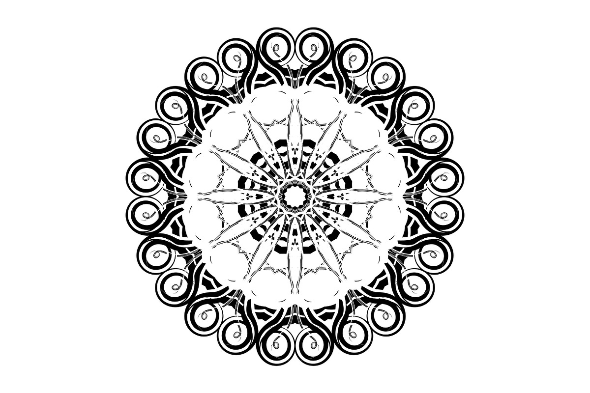 Black and White Mandala Patterns Set, a Decorative Illustration by NJ Himel (Photo 2 of 101)