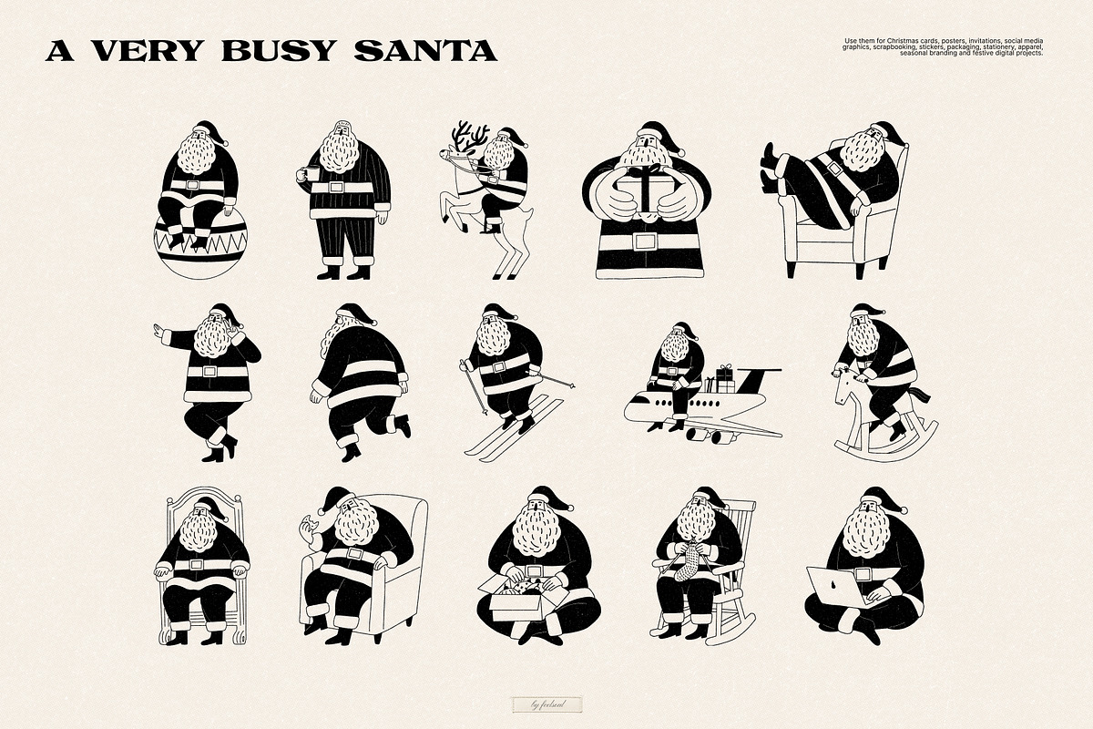 A Very Busy Santa Illustrations, a Seasonal Illustration by Feelsoul (Photo 9 of 10)