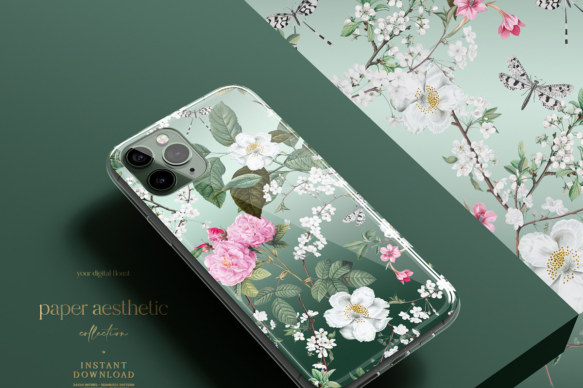 Cherry Blossom Floral Paper Pack, a Pattern Graphic by paper aesthetic (Photo 4 of 7)