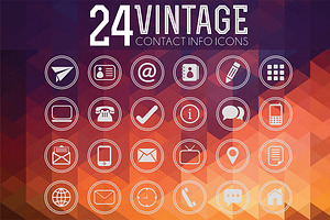 Vintage Contact Info Icon Vector Set