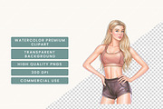Fitness Girl Clipart Bundle, a Person Illustration by BusyDaydesign (Thumbnail 7 of 9)