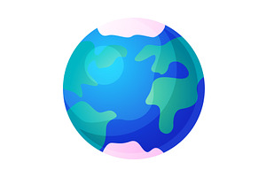 Blue Earth Planet With Land And