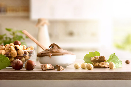 Cocoa cream with hazelnuts and nuts on kitchen bench, a Food & Drink Photo by Davizro's Market