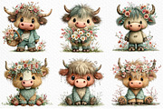 Whimsical Spring Highland Cow PNG, an Illustration by Craft Nest (Thumbnail 4 of 11)