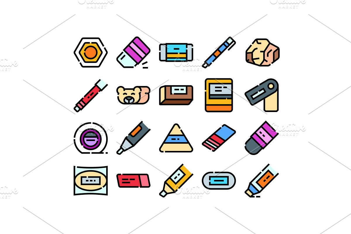 Eraser and school stationery items, an Education Illustration by pikepicture