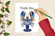 Pastel Summer Lobster Clipart, an Animal Illustration by Creative Art (Thumbnail 7 of 8)