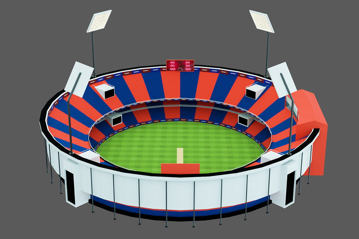 Cricket stadium Lowpoly Game ready, an Architecture 3D Model by MockupShelf (Photo 1 of 6)
