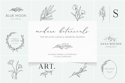 Botanical logos & illustrations, a Branding & Logo Template by Crocus Paperi