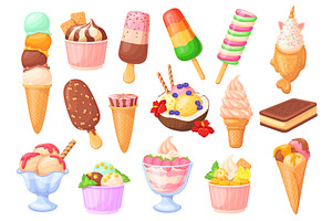 Cartoon ice cream set. Icecream, a Food Illustration by Stock-Smart-Start