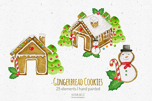 Watercolor Christmas Cookies Clipart