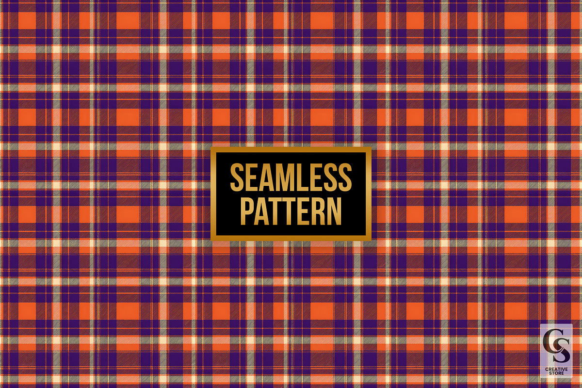 Purple Orange Plaid Seamless Pattern, a Pattern Graphic by Creative Store (Photo 4 of 5)