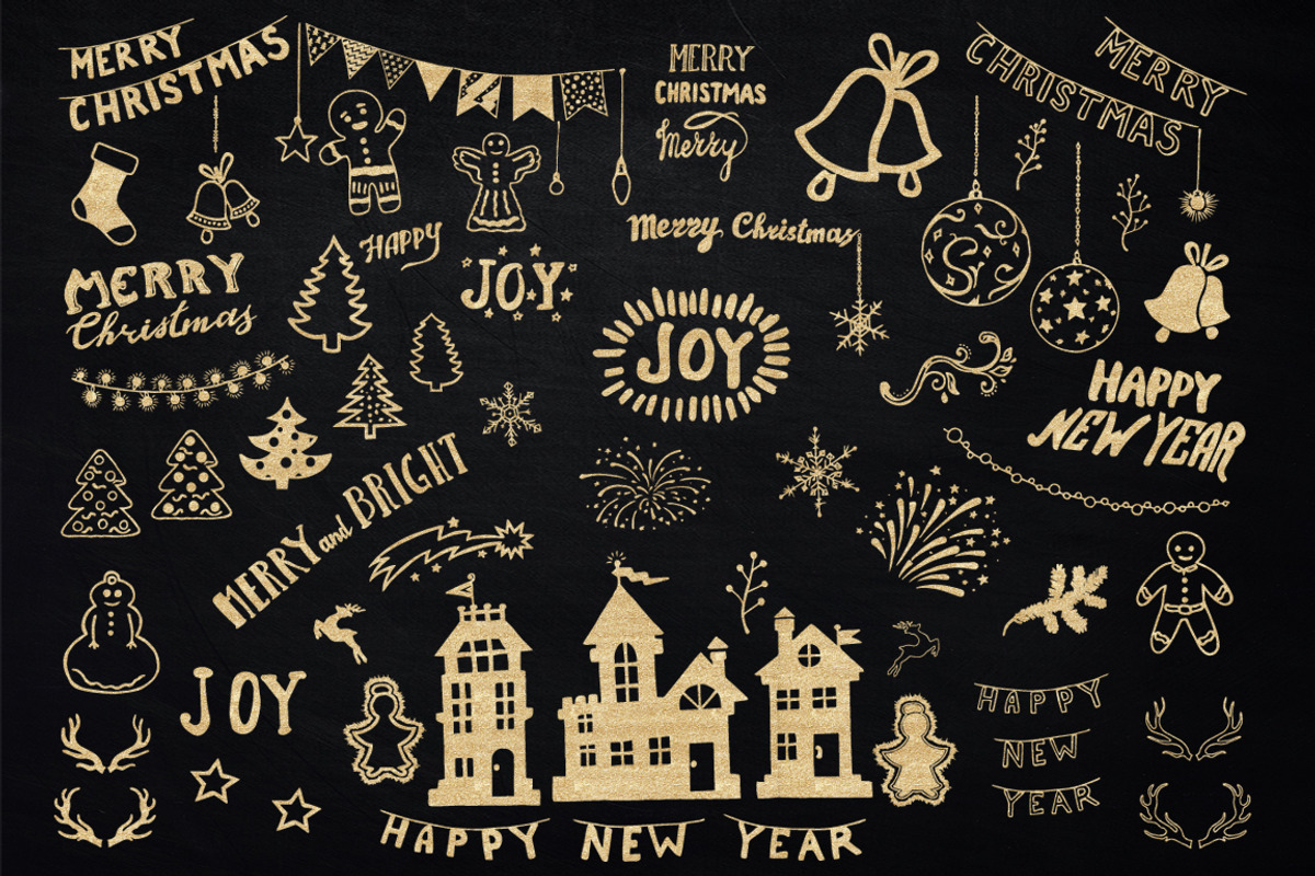 70% OFF - Gold Christmas BUNDLE, an Object Graphic by DigitalCloud (Photo 5 of 10)