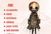 Halloween Spooky Dolls Clipart, an Illustration by GiraffeCreative (Thumbnail 3 of 9)